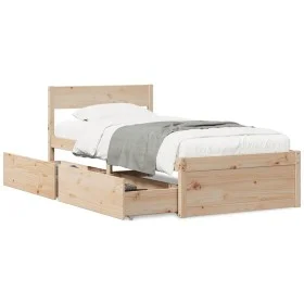 Solid pine wood bed frame with drawers 75x190 cm by vidaXL, Beds and slatted bases - Ref: Foro24-846807, Price: 129,93 €, Dis...