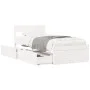 Bed frame with drawers solid white pine wood 90x190 cm by vidaXL, Beds and slatted bases - Ref: Foro24-846805, Price: 169,64 ...