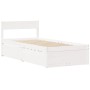 Bed frame with drawers solid white pine wood 90x190 cm by vidaXL, Beds and slatted bases - Ref: Foro24-846805, Price: 167,37 ...