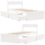 Bed frame with drawers solid white pine wood 90x190 cm by vidaXL, Beds and slatted bases - Ref: Foro24-846805, Price: 169,64 ...