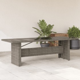 Mesa de jardín superficie de vidrio ratán PE gris 240x90x75 cm de vidaXL, Mesas de jardín - Ref: Foro24-365599, Precio: 290,8...