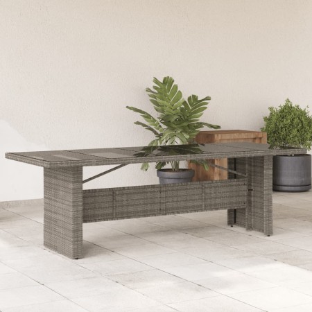 Mesa de jardín superficie de vidrio ratán PE gris 240x90x75 cm by vidaXL, Garden tables - Ref: Foro24-365599, Price: 290,85 €...