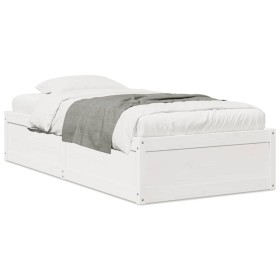 Massives Bettgestell aus weißem Kiefernholz, 75 x 190 cm von vidaXL, Betten und Lattenroste - Ref: Foro24-846847, Preis: 123,...