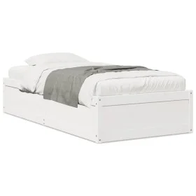 Solid white pine wood bed frame 75x190 cm by vidaXL, Beds and slatted bases - Ref: Foro24-846847, Price: 121,92 €, Discount: %