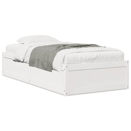 Massives Bettgestell aus weißem Kiefernholz, 75 x 190 cm von vidaXL, Betten und Lattenroste - Ref: Foro24-846847, Preis: 123,...