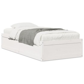 Estructura de cama madera maciza de pino blanco 90x200 cm de vidaXL, Camas y somieres - Ref: Foro24-846832, Precio: 155,57 €,...
