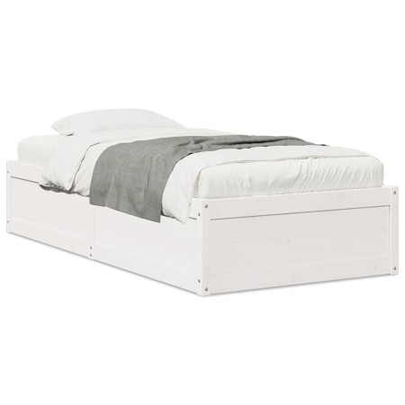 Solid white pine wood bed frame 90x200 cm by vidaXL, Beds and slatted bases - Ref: Foro24-846832, Price: 155,57 €, Discount: %