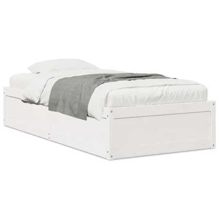 Solid white pine wood bed frame 90x200 cm by vidaXL, Beds and slatted bases - Ref: Foro24-846832, Price: 153,60 €, Discount: %