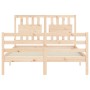 Double bed frame with solid wood headboard by vidaXL, Beds and slatted bases - Ref: Foro24-3194281, Price: 124,93 €, Discount: %