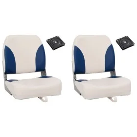 Set asientos plegables para barco 4 uds con cojín blanco y azul by vidaXL, Sailboat parts - Ref: Foro24-272242, Price: 138,75...