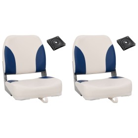 Set asientos plegables para barco 4 uds con cojín blanco y azul de vidaXL, Piezas para veleros - Ref: Foro24-272242, Precio: ...