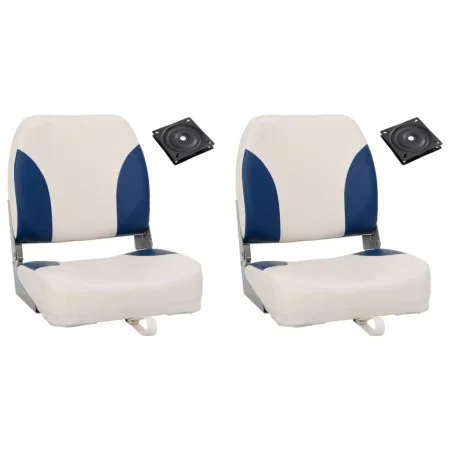 Set asientos plegables para barco 4 uds con cojín blanco y azul by vidaXL, Sailboat parts - Ref: Foro24-272242, Price: 133,61...