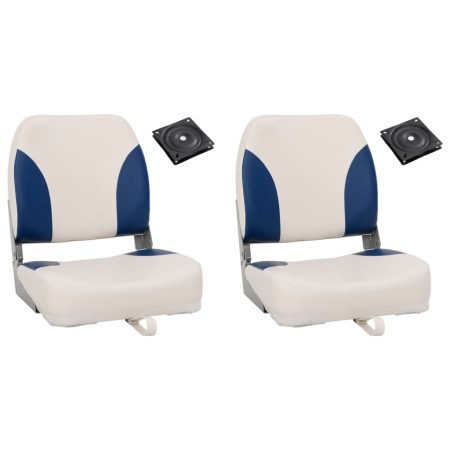 Set asientos plegables para barco 4 uds con cojín blanco y azul de vidaXL, Piezas para veleros - Ref: Foro24-272242, Precio: ...