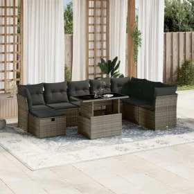 Gartenmöbel-Set 9-teilig mit grauen Polstern aus synthetischem Rattan von vidaXL, Gartensets - Ref: Foro24-3274710, Preis: 55...
