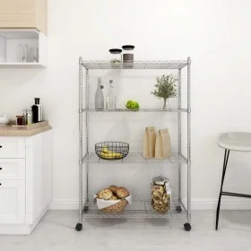 Estantería de 4 niveles con ruedas cromado 90x35x142 cm 200 kg by vidaXL, Industrial shelving - Ref: Foro24-324627, Price: 11...