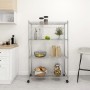 Estantería de 4 niveles con ruedas cromado 90x35x142 cm 200 kg by vidaXL, Industrial shelving - Ref: Foro24-324627, Price: 13...
