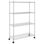 Estantería de 4 niveles con ruedas cromado 90x35x142 cm 200 kg by vidaXL, Industrial shelving - Ref: Foro24-324627, Price: 13...