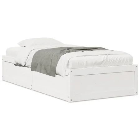 Estructura de cama madera maciza de pino blanco 90x190 cm de vidaXL, Camas y somieres - Ref: Foro24-846844, Precio: 148,82 €,...
