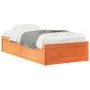 Estructura de cama madera maciza de pino marrón cera 90x200 cm de vidaXL, Camas y somieres - Ref: Foro24-846833, Precio: 113,...
