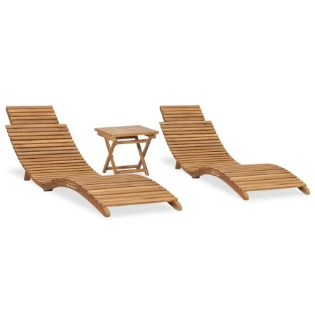 Folding balcony table and chairs 3 pcs solid teak wood by vidaXL, Loungers - Ref: Foro24-3059960, Price: 308,57 €, Discount: %