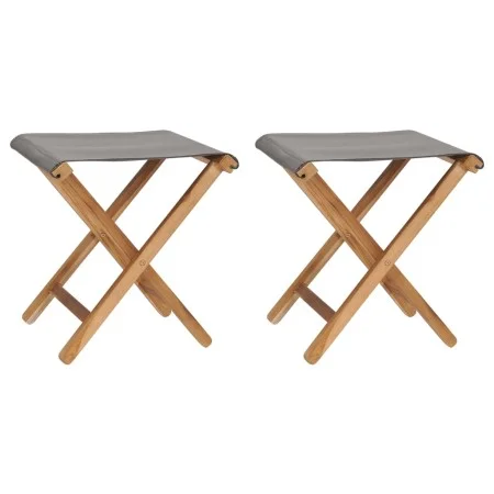 Folding chairs 2 units solid teak wood and dark gray fabric by vidaXL, Garden chairs - Ref: Foro24-310670, Price: 96,13 €, Di...