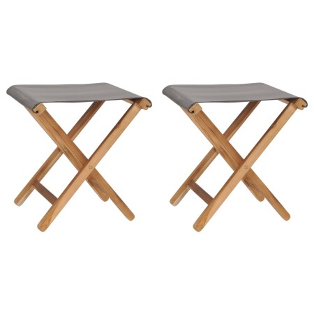 Klappstühle 2 Stk. massives Teakholz und dunkelgrauer Stoff von vidaXL, Gartenstühle - Ref: Foro24-310670, Preis: 89,96 €, Ra...