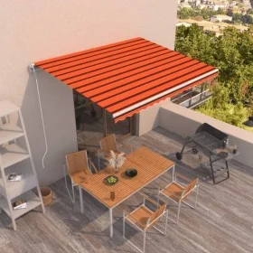 Manual retractable awning in orange and brown, 400x350 cm. by vidaXL, Awnings - Ref: Foro24-3068990, Price: 451,00 €, Discoun...
