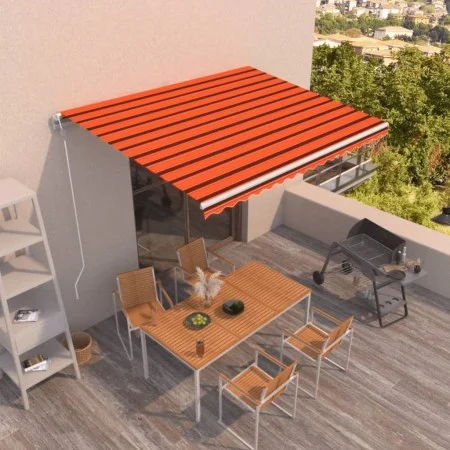 Manual retractable awning in orange and brown, 400x350 cm. by vidaXL, Awnings - Ref: Foro24-3068990, Price: 451,00 €, Discoun...