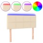 Cabecero con LED de tela color crema 90x5x78/88 cm
