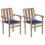 Garden chairs 2 pcs with royal blue cushions teak wood by vidaXL, Garden chairs - Ref: Foro24-3062218, Price: 260,25 €, Disco...