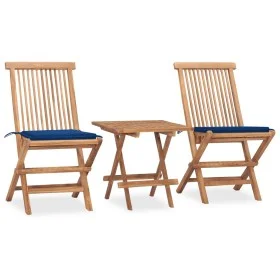 Folding garden dining set 3 pieces teak wood cushions by vidaXL, Garden sets - Ref: Foro24-3063208, Price: 166,01 €, Discount: %