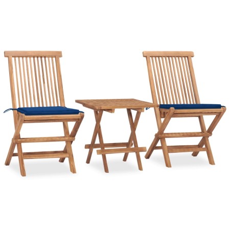 Klappbare Garten-Essgruppe, 3-teilig, Kissen aus Teakholz von vidaXL, Gartensets - Ref: Foro24-3063208, Preis: 168,48 €, Raba...