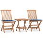 Klappbare Garten-Essgruppe, 3-teilig, Kissen aus Teakholz von vidaXL, Gartensets - Ref: Foro24-3063208, Preis: 168,48 €, Raba...
