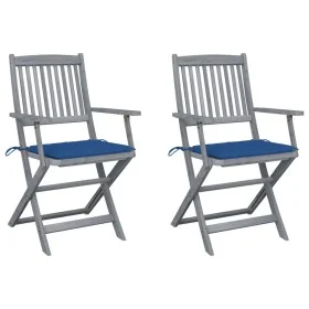 Folding garden chairs 2 pcs cushions solid acacia wood by vidaXL, Garden chairs - Ref: Foro24-3064492, Price: 121,35 €, Disco...