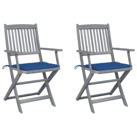 Klappbare Gartenstühle, 2 Stück, Kissen aus massivem Akazienholz von vidaXL, Gartenstühle - Ref: Foro24-3064492, Preis: 129,5...