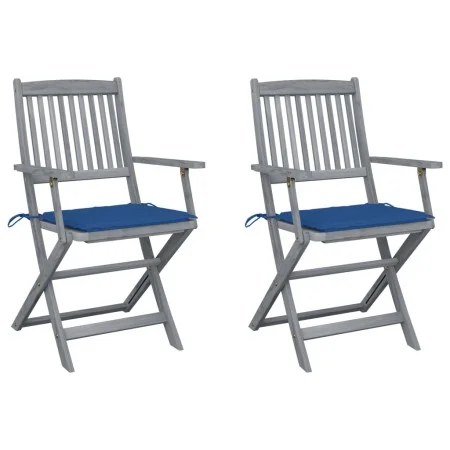 Klappbare Gartenstühle, 2 Stück, Kissen aus massivem Akazienholz von vidaXL, Gartenstühle - Ref: Foro24-3064492, Preis: 121,3...