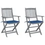 Klappbare Gartenstühle, 2 Stück, Kissen aus massivem Akazienholz von vidaXL, Gartenstühle - Ref: Foro24-3064492, Preis: 121,3...