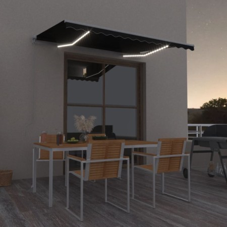 Toldo manual retráctil con LED antracita 350x250 cm de vidaXL, Toldos - Ref: Foro24-3068884, Precio: 273,07 €, Descuento: %
