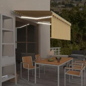 Manual retractable awning with blinds and yellow/white LED 3.5x2.5 m by vidaXL, Awnings - Ref: Foro24-3069283, Price: 287,06 ...
