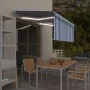 Manual retractable awning with blind and blue and white LED 3x2.5 m by vidaXL, Awnings - Ref: Foro24-3069281, Price: 308,13 €...