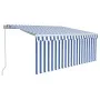 Manual retractable awning with blind and blue and white LED 3x2.5 m by vidaXL, Awnings - Ref: Foro24-3069281, Price: 308,13 €...