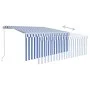 Manual retractable awning with blind and blue and white LED 3x2.5 m by vidaXL, Awnings - Ref: Foro24-3069281, Price: 308,13 €...