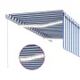 Manual retractable awning with blind and blue and white LED 3x2.5 m by vidaXL, Awnings - Ref: Foro24-3069281, Price: 308,13 €...