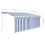 Manual retractable awning with blind and blue and white LED 3x2.5 m by vidaXL, Awnings - Ref: Foro24-3069281, Price: 308,13 €...