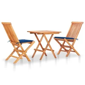 3-piece bistro set with royal blue cushions solid teak wood by vidaXL, Garden sets - Ref: Foro24-3063235, Price: 199,66 €, Di...