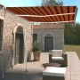 Toldo retráctil manual con LED naranja y marrón 350x250 cm de vidaXL, Toldos - Ref: Foro24-3069525, Precio: 376,21 €, Descuen...