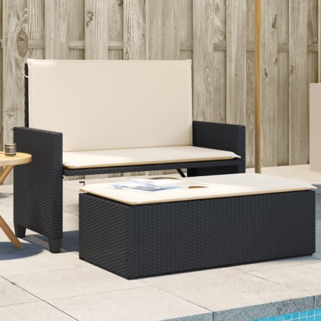 Banco de jardín con cojines y reposapiés ratán sintético negro by vidaXL, garden benches - Ref: Foro24-368407, Price: 230,57 ...