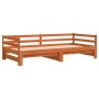 Sofá cama nido madera maciza de pino marrón cera 90x200 cm