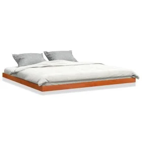 Wax brown pine solid wood bed frame 120x200 cm by vidaXL, Beds and slatted bases - Ref: Foro24-847146, Price: 135,08 €, Disco...