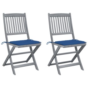 Folding garden chairs 2 units with solid acacia wood cushions by vidaXL, Garden chairs - Ref: Foro24-3064546, Price: 142,85 €...